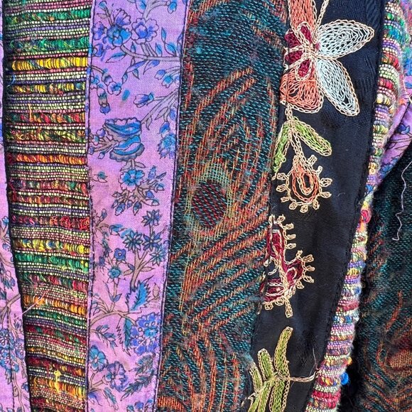 Coldwater Creek Floral Embroidered Patchwork Velvet Multi Color Sequin Jacket - Picture 5 of 9